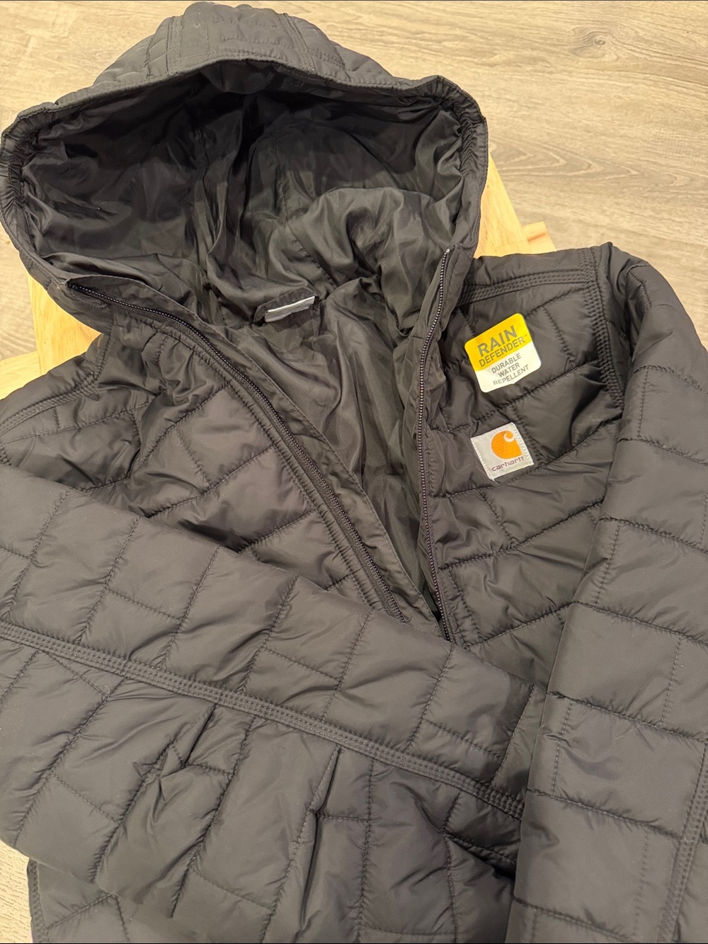 Carhartt Kids Black Quilted Hooded Puffer Jacket